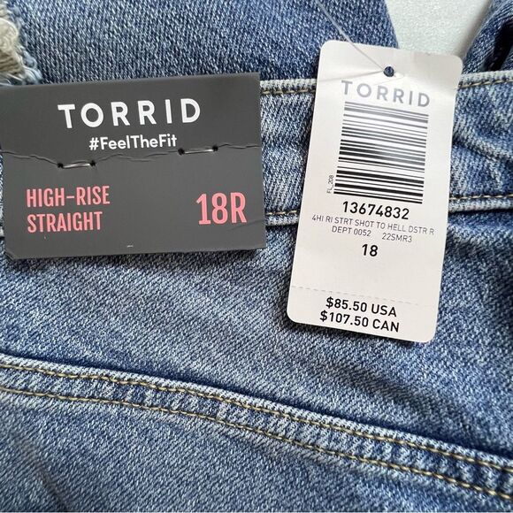 NWT Torrid High Rise Straight Shot To Hell Distressed Jeans 18 - Picture 7 of 12
